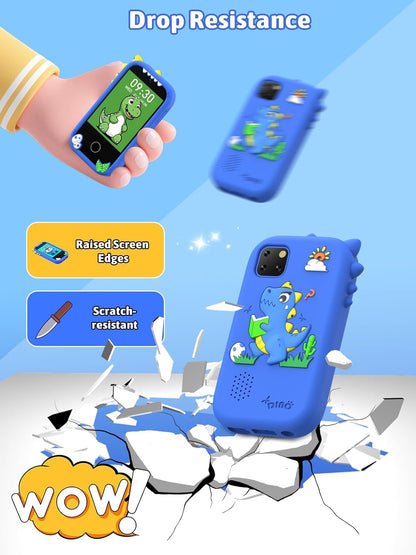 Mgaolo Kids Phone Smartphone Toy, 2.8" Touchscreen Smart Phone, Toddler Educational Learning Gift for Boys Girls Age 3-8, Games, Dual Cameras, Music Video Player, Christmas Birthday Present (Blue)