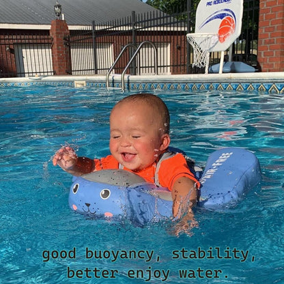 Mambobaby Float Non Inflatable Smart Swim Trainer Newest Size Improved Add Tail Never Flip Over UPF 50+ Sun Canopy Baby Swim Float Mambo Baby Float Solid Swimming Ring Infant Pool Float