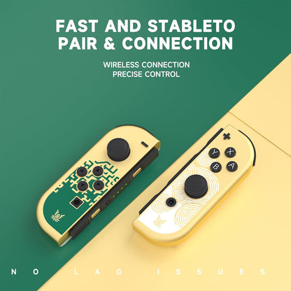 Wireless Game Controllers for Switch Series Console, Left and Right Joypad Set with Motion Control, Dual Vibration, Wake Up Function, Rechargeable Bluetooth Gamepad (Gold)
