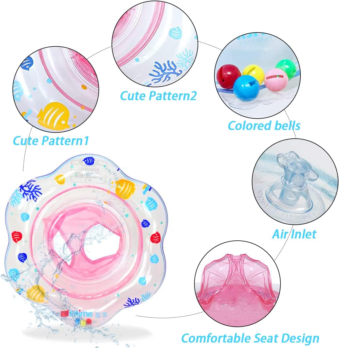 Baby Pool Floats, Inflatable Float Raft with Handle Safety Seat Double Airbag, Kids Swimming Ring Water Beach Floaties Party Toys, Toddler Swim Training for Infant of 4-48 Months