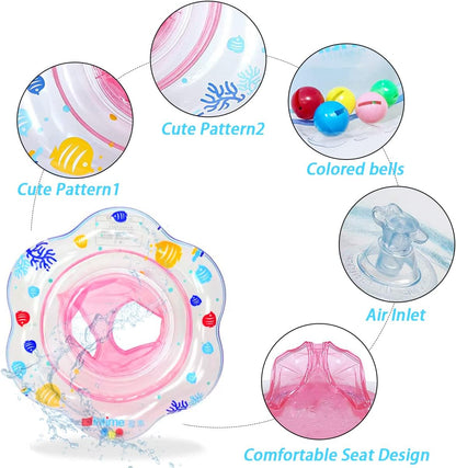 Baby Pool Floats, Inflatable Float Raft with Handle Safety Seat Double Airbag, Kids Swimming Ring Water Beach Floaties Party Toys, Toddler Swim Training for Infant of 4-48 Months