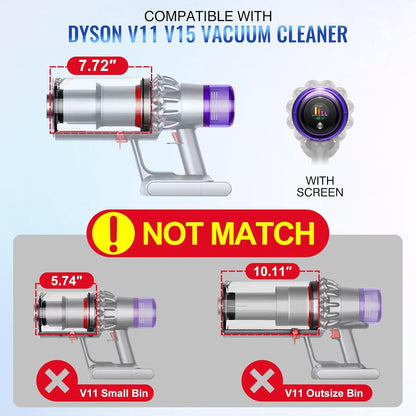 Upgraded Canister Compatible with Dyson V11 V15 SV14 SV15 SV22 Vacuum Cleaner Dust Bin, for Bin Part no. 970050-01 and Part no. 965443-01 with HEPA Filter