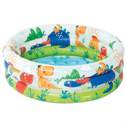 INTEX 57106NP - Dino Buddies 3-Ring Baby Pool, Ages 1-3, Size 61cmx22cm