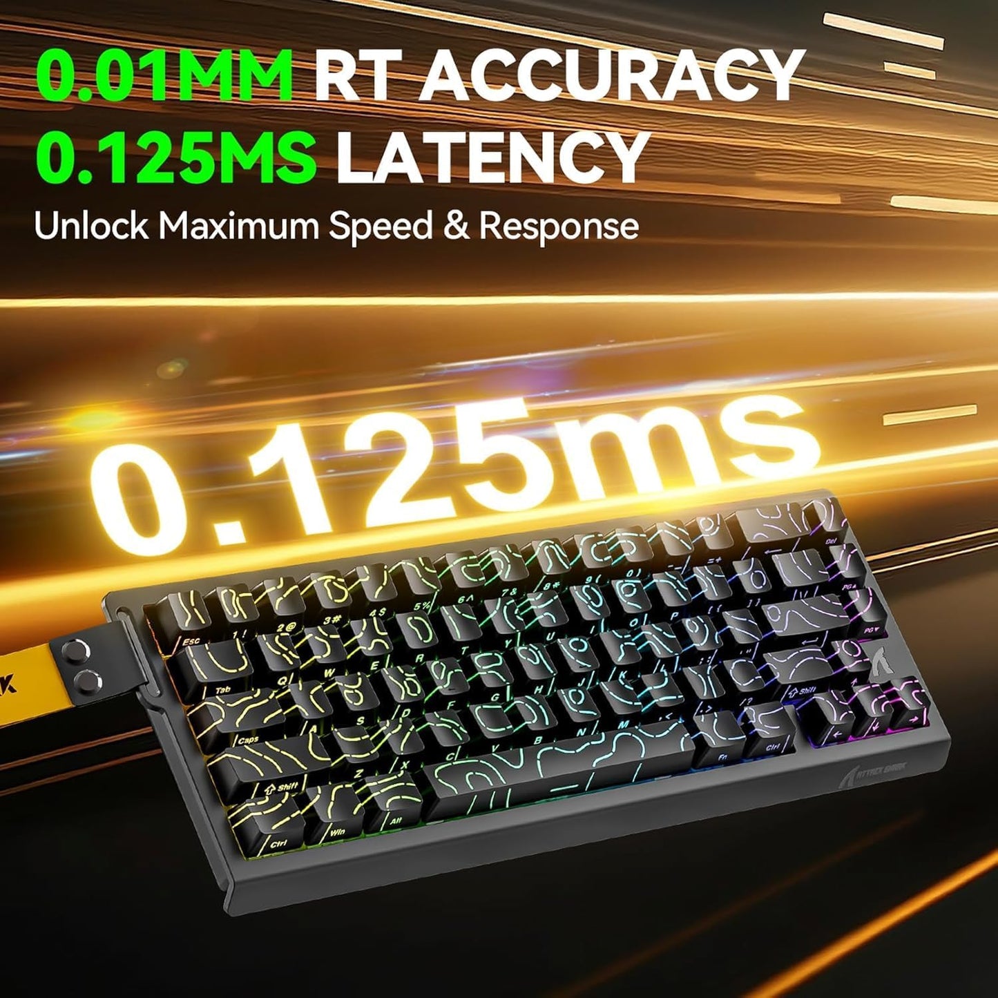 ATTACK SHARK X68 HE Rapid Trigger Mechanical Gaming Keyboard 60% Wired TKL with Adjustable Actuation,Hall Effect snap-fit Switch,8KHz Polling Rate,RGB Backlit,Top Mount for PC Mac Esport Gamer(Black)