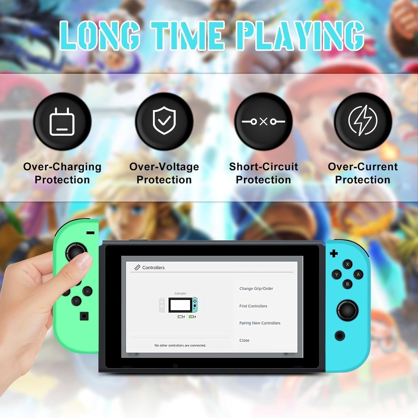 Wireless Left & Right Controllers Compatible with Nintendo Switch, Motion Control, Dual Vibration & Wake-Up Function (Gold)