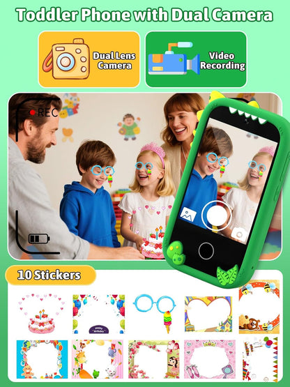 Mgaolo Kids Phone Smartphone Toy, 2.8" Touchscreen Smart Phone, Toddler Educational Learning Gift for Boys Girls Age 3-8, Games, Dual Cameras, Music Video Player, Christmas Birthday Present (Blue)