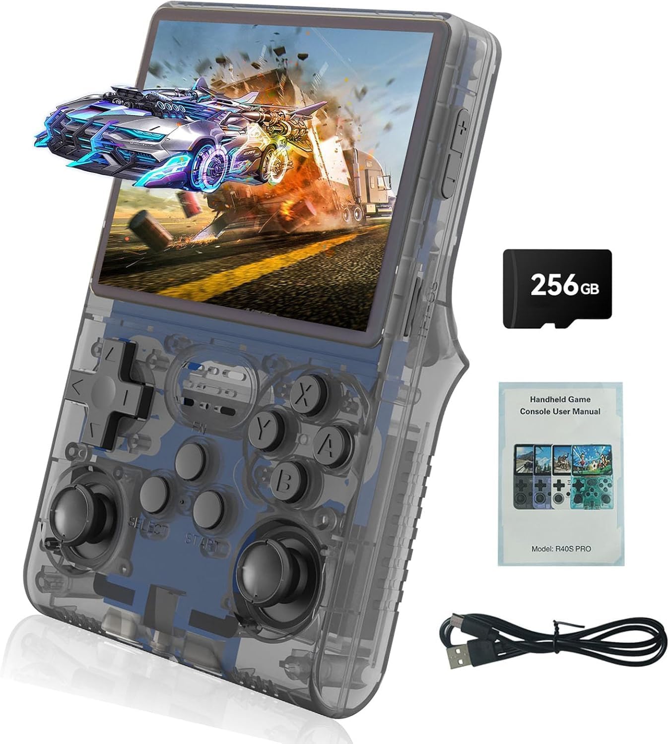 R36s Retro handheld model 3.5 Inch 21000+ Games Retro handheld model, Video handheld model with Dual Stylem Linux/Garlic Supports & Dual 3D Joysticks -128G -Purple