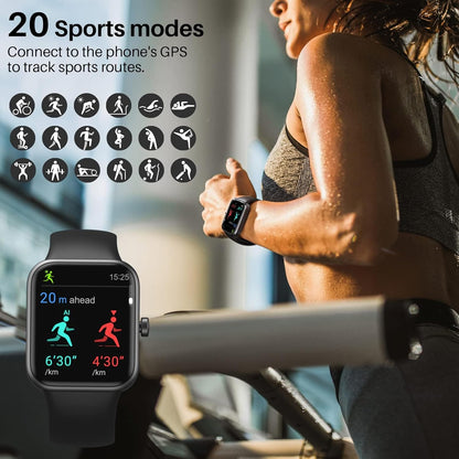 TOZO 44mm Rectangular Face Smart Watch Alexa Built-in Fitness Tracker with Heart Rate/Blood Oxygen Monitor/Sleep Monitor 5ATM Waterproof HD Touchscreen for Men Women Compatible with iPhone&Android