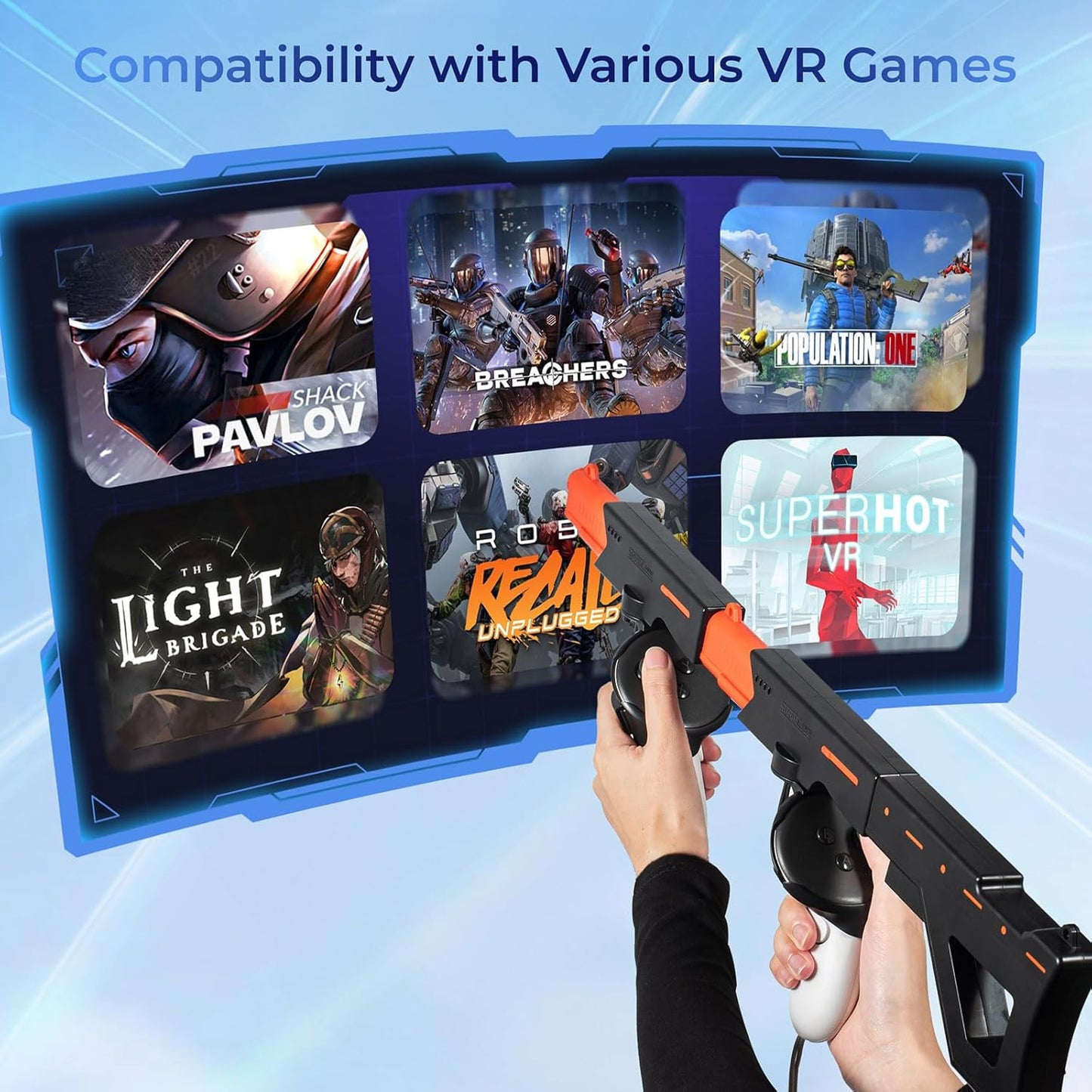LICHIFIT snap-fit VR Machine blaster/Pistol Model Controller Holder for Meta Quest 3 Handle Quick Release blasterstock Bracket Stand for Oculus Quest 3 Shooting Game Accessories