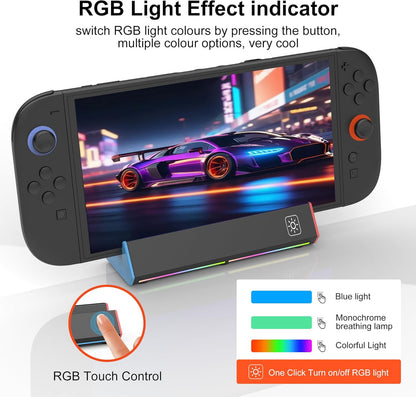ZONEY Switch TV Dock with 1000Mbps Ethernet LAN Port/4K HDMI Port, Portable Switch Docking Station for Nintendo Switch/Switch OLED, Replacement Official Switch Dock Base Stand (Black with LAN Port)