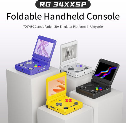 RG34XXSP Foldable Retro handheld model , 3.4 Inch IPS Screen Linux System Sunken Dual Joystick Built-in 64G TF Card 5000+ Games Handheld Emulator Support 5G WiFi Bluetooth TV Output(Indigo)