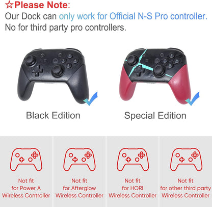 Charging Dock Compatible with Nintendo Switch Pro Controllers and Joy-Con Controllers, Multifunction Charging Stand with 2 USB 2.0 Ports, Black