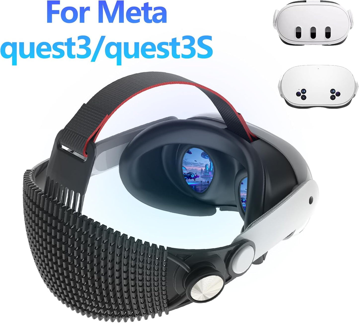 Adjustable Head Strap Compatible with Meta Quest 3/ 3S – Comfort & Pressure Relief VR Accessory, Support Lying Down Play for Gaming/Movies (Black)