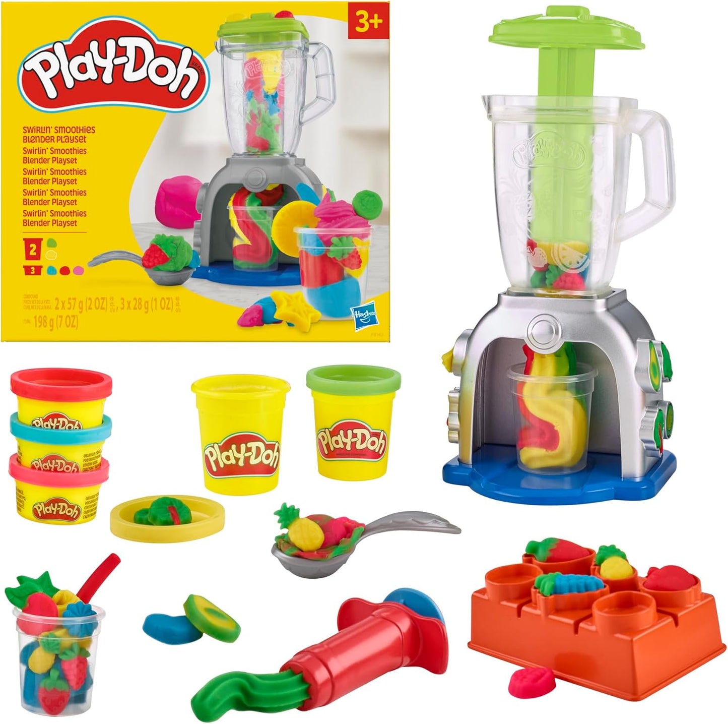 Play-Doh Swirlin' Smoothies Toy Blender Playset, Play Kitchen Appliances, Kids Arts and Crafts Toys for Ages 3+, Pretend Play Toy for Unisex