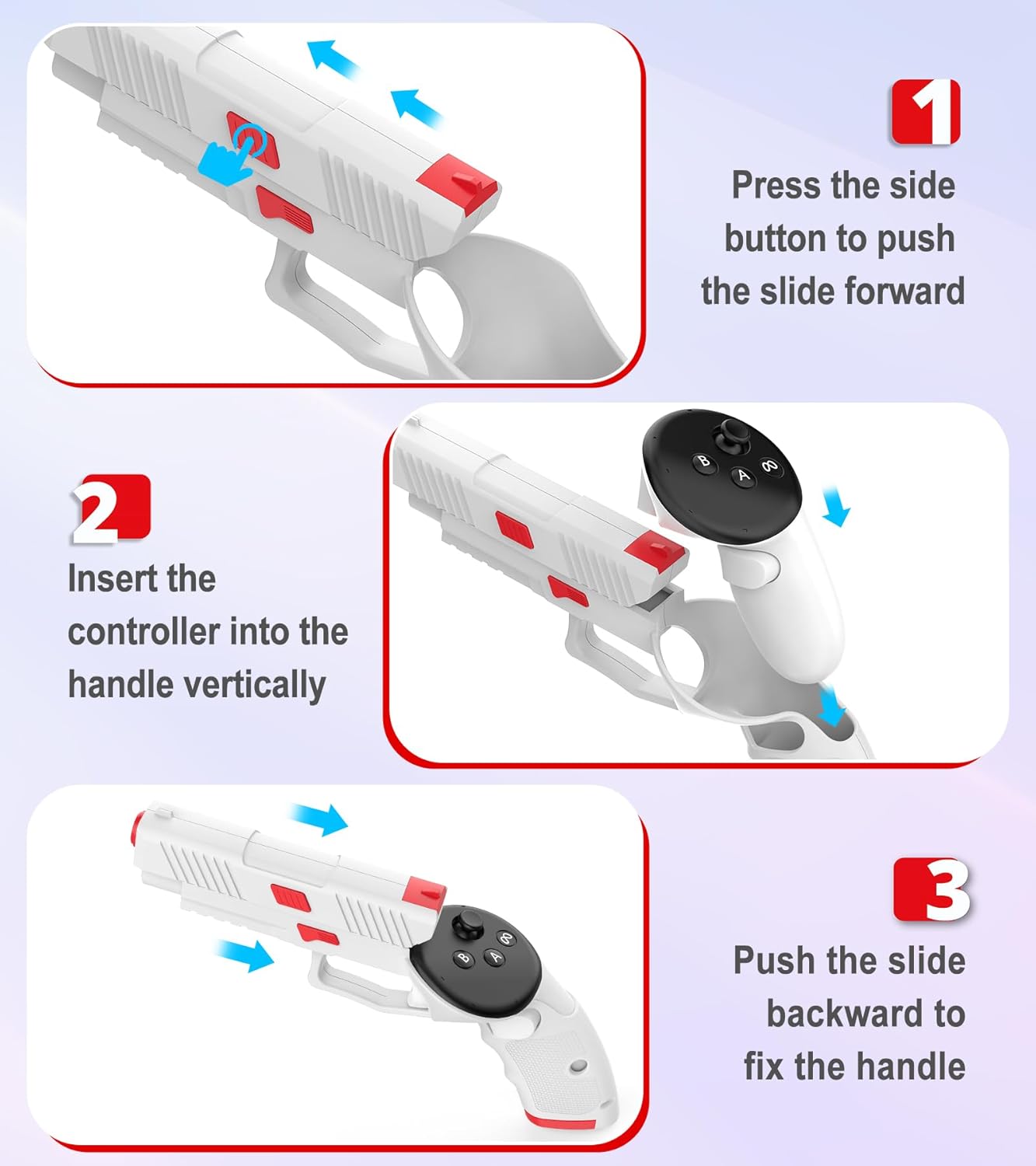 YRXVW Weighted PistoI Grip VR Stock Controller Accessories for Oculus Quest 3, Controller Grips, Enhanced FPS Games Experience Holding Feels, Anti Slip Handle Shell Cover Protector (White)