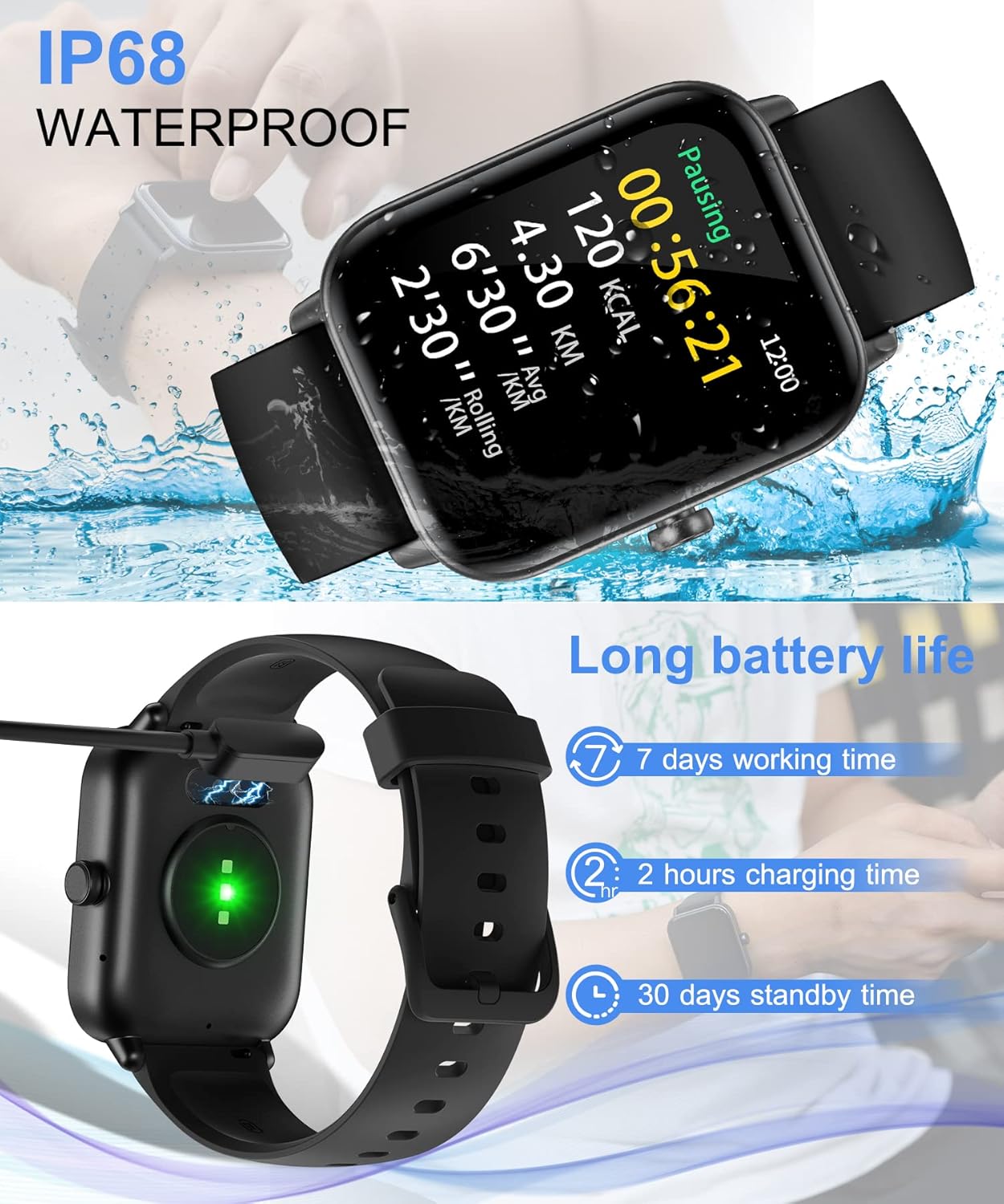 Smart Watch for Men Women with Bluetooth Call, Alexa Built-in, 1.8 Inch DIY Dial Fitness Tracker with Heart Rate Sleep Monitor 100 Sports Modes IP68 Waterproof Smartwatch for Android iOS
