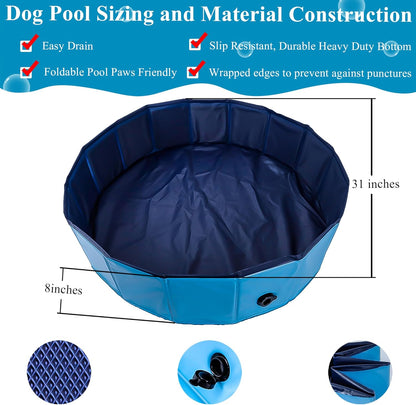 C Crystal Lemon Blue Foldable PVC Swimming Pool - Versatile Dog Pool, Kiddie Pool, Kids Pool, Baby Pool, and Toddler Pool – 31.5  x 7.87  Size Perfect for Indoor/Outdoor Use
