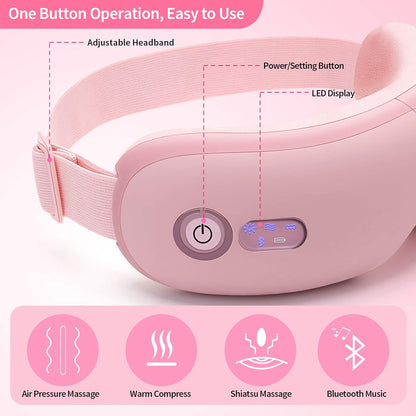 Eye Massager with Heat, Vibration and Warm Compress, Smart Sleeping Eyes Mask with Bluetooth Can Connect with Phone for Music, Thanksgiving Day Gift Idea