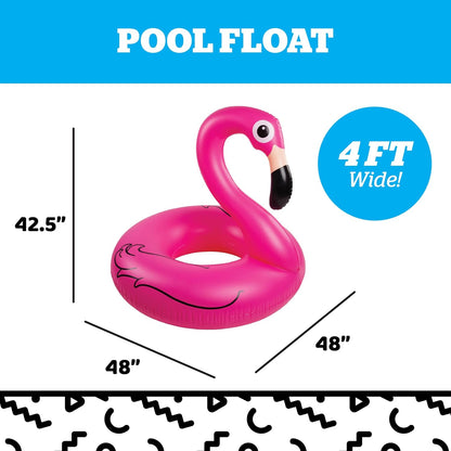 BigMouth Inc Pink Flamingo Pool Float, Inflates to Over 4ft. Wide, Funny Inflatable Vinyl Summer Pool or Beach Toy, Patch Kit Included