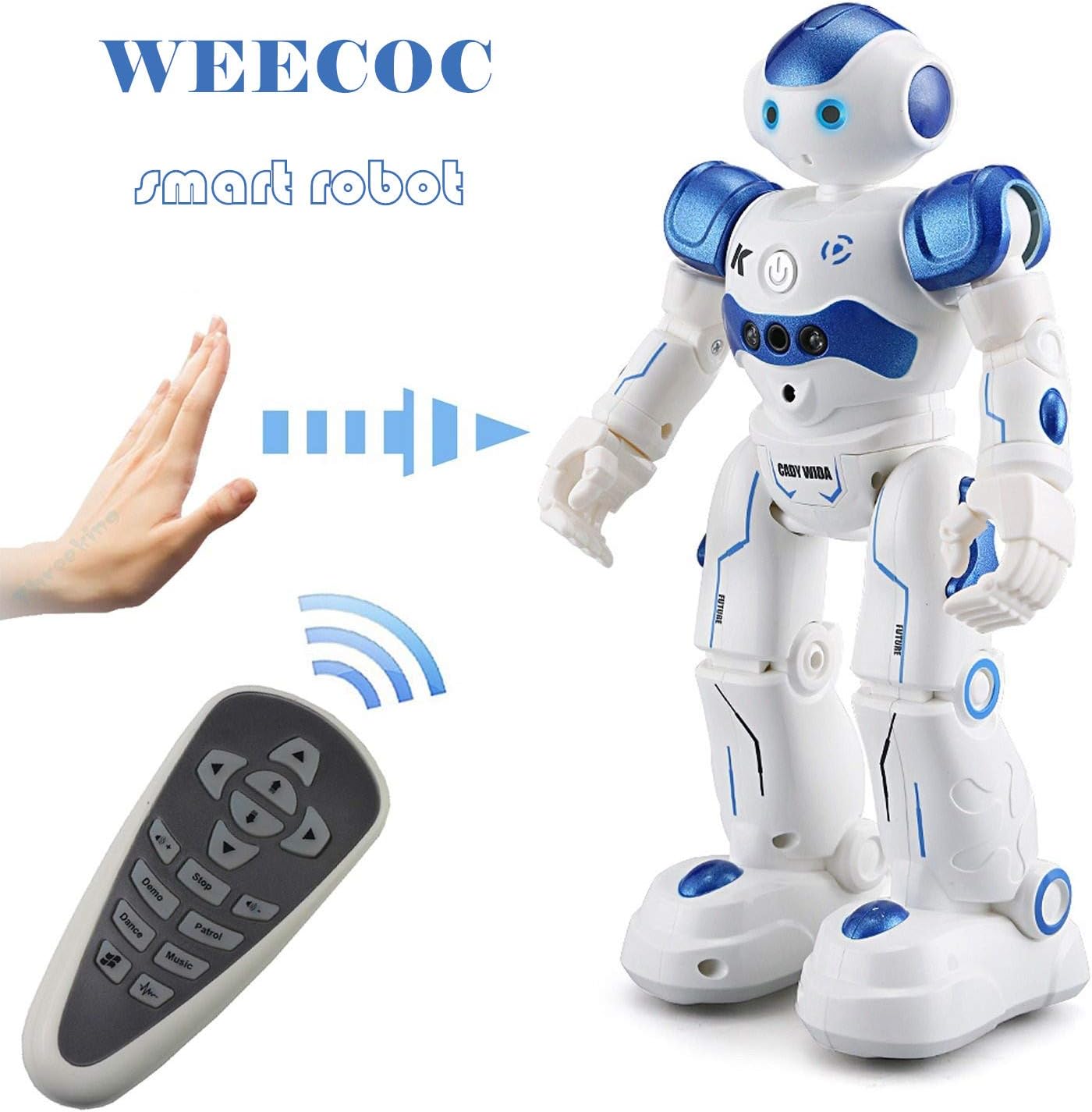 WEECOC RC Robot Toys Gesture Sensing Smart Robot Toy for Kids Can Singing Dancing Speaking Christmas Birthday Gift (Blue)