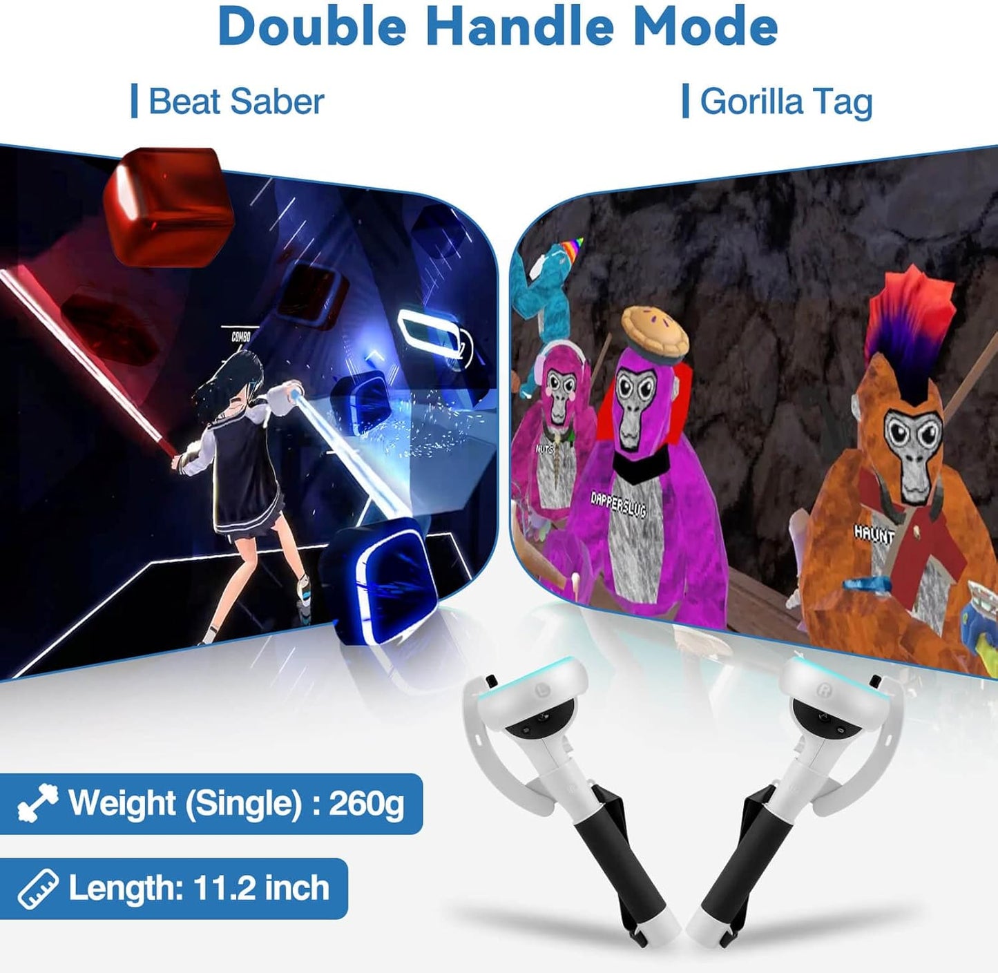 Beat Saber Handles Extension Controllers Grips for Meta Oculus Quest 2, Long Stick Arms for Golf Club Attachment Accessories Get More Hitting Skills and Scores, Enhance VR Games Experience