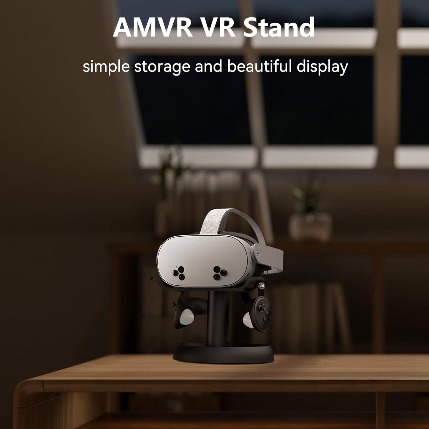 AMVR Stand Holder Compatible with Quest 3s/Quest 3/Quest 2/Pico 4/Vision Pro/for PSVR 2 - Universal VR Headset Display Dock, Stable Bracket Storage Round Base, Mount Install Easy