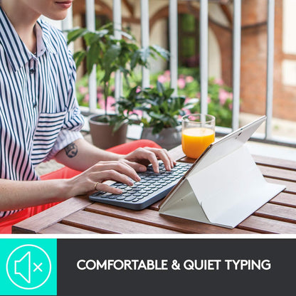 Logitech K380 Multi-Device Bluetooth Wireless Keyboard with Easy-Switch for Up to 3 Devices, Slim, 2 Year Battery-PC, Laptop, Windows, Mac, Chrome OS, Android, iPadOS, Apple TV, Dark Grey