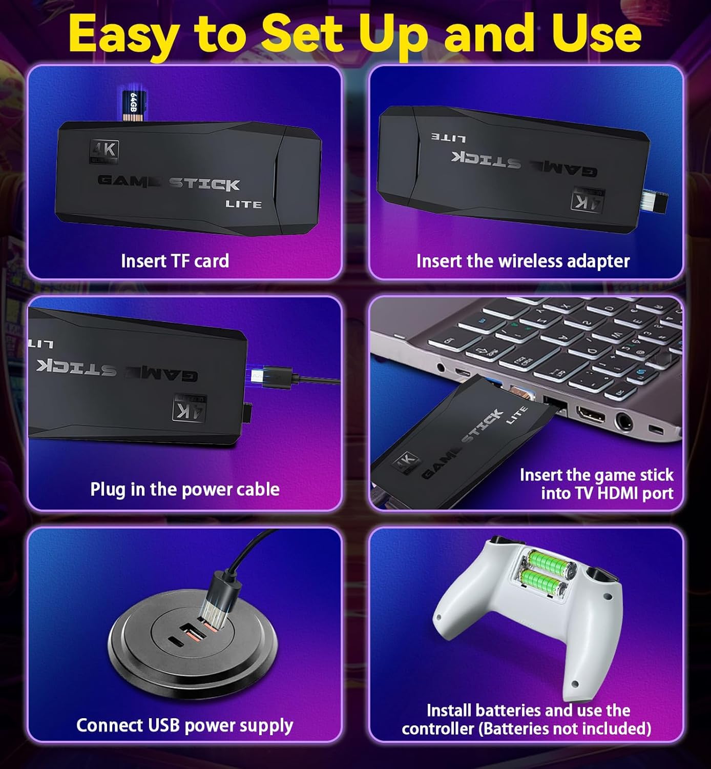 Retro handheld model with 20000+ Games & 23 Emulators, 4K HDMI Game Stick, Wireless Retro handheld model Retro Drive, Dual 2.4GHz Wireless Controllers Plug and Play Video handheld model for TV