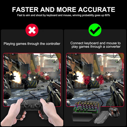 arVin Keyboard and Mouse Adapter for Nintendo Switch/Xbox/PS3/PS4, Wired & 2.4G Wireless Mouse and Keyboard Converter Support Key Mapping