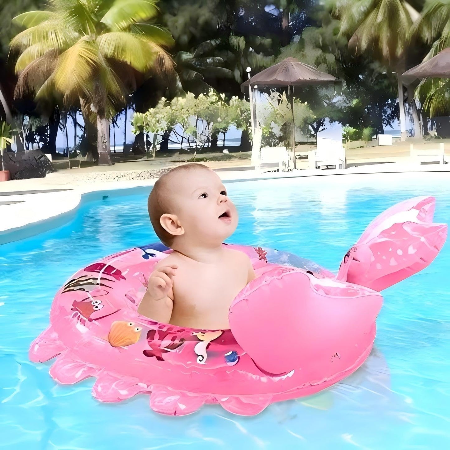 Baby Swimming Float Ring,Inflatable Swimming Ring Children Waist Float Inflatable Floats Pool Toys Swimming Pool Safety Handles Kids Toddler for Age of 6-36months