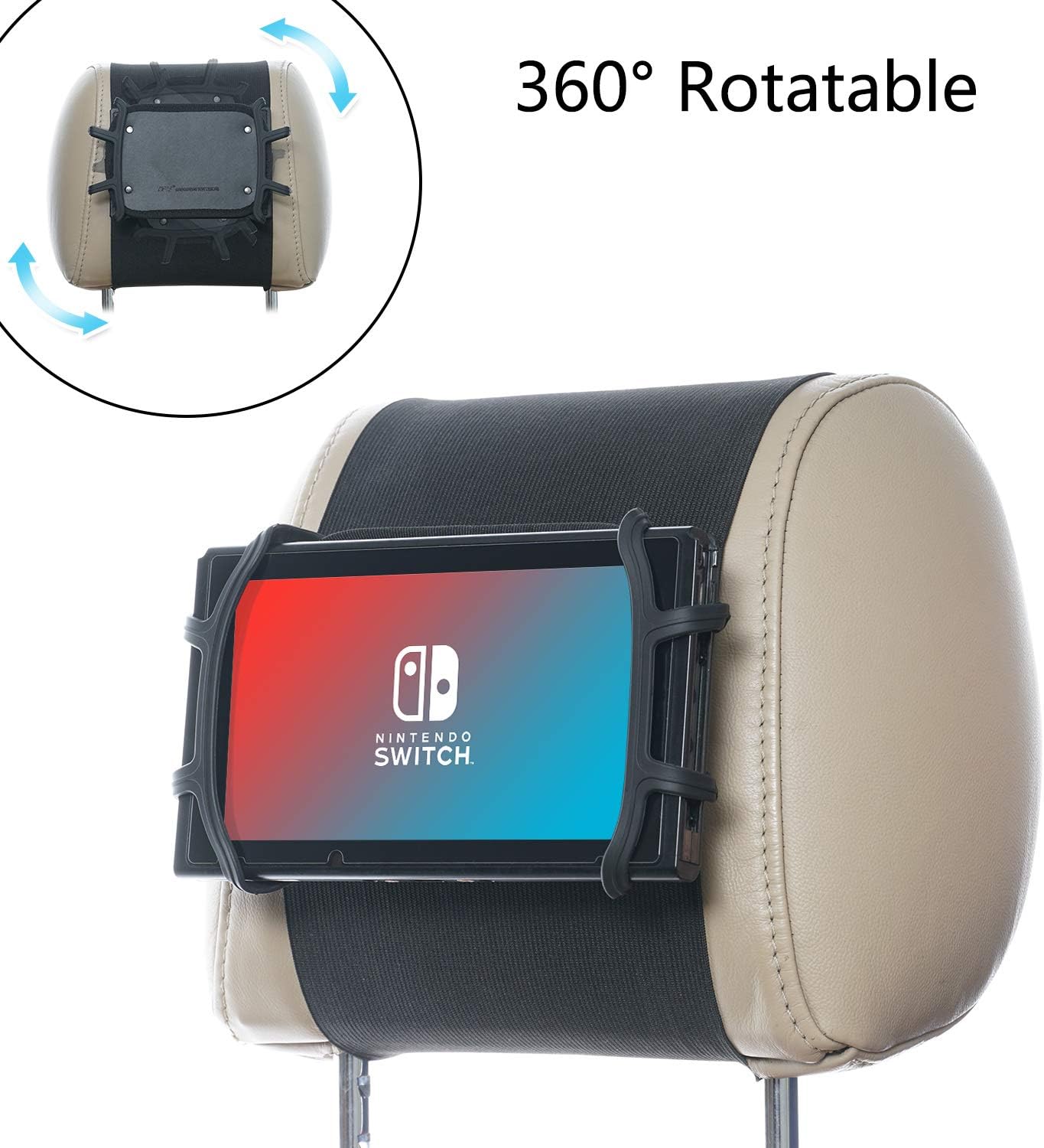 TFY Car Headrest Mount Silicon Holder for Game Machine Nintendo Switch and Other Tablets