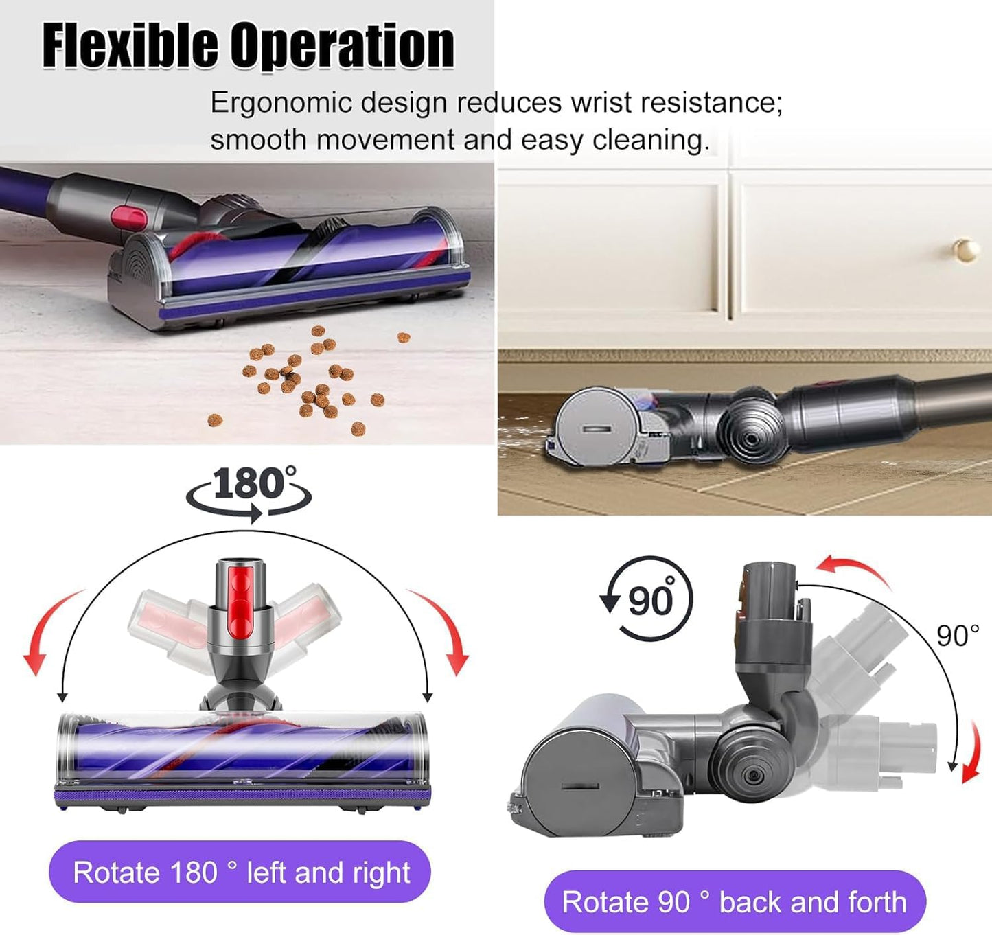 Quick-Release Roller Motorhead Cleaner Compatible with Dyson V7 V8 V10 V11 V15 Vacuum Cleaner Animal Absolute Models Cleaner Head Replacement Part Accessories Electric Head for Hardwood Floor Carpets