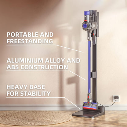 Freestanding Holder for Dyson Vacuum Stand – Suitable for Dyson V6 V7 V8 V10 V11 V12 V15 Vacuum Cleaners, Elegant and Stable Design – Charcoal Black