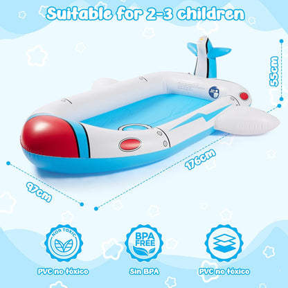 Inflatable Pool Splash Fun - 176cm Multi-Spray Kiddie Pool, Outdoor/Ages 3-10, Garden & Living Room Play