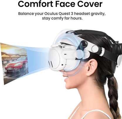 Face Cover with Soft Leather Pad for Oculus/Meta Quest 3, Facial Interface with Cooling Fan to Relieve Lens Fogging and Hot Air
