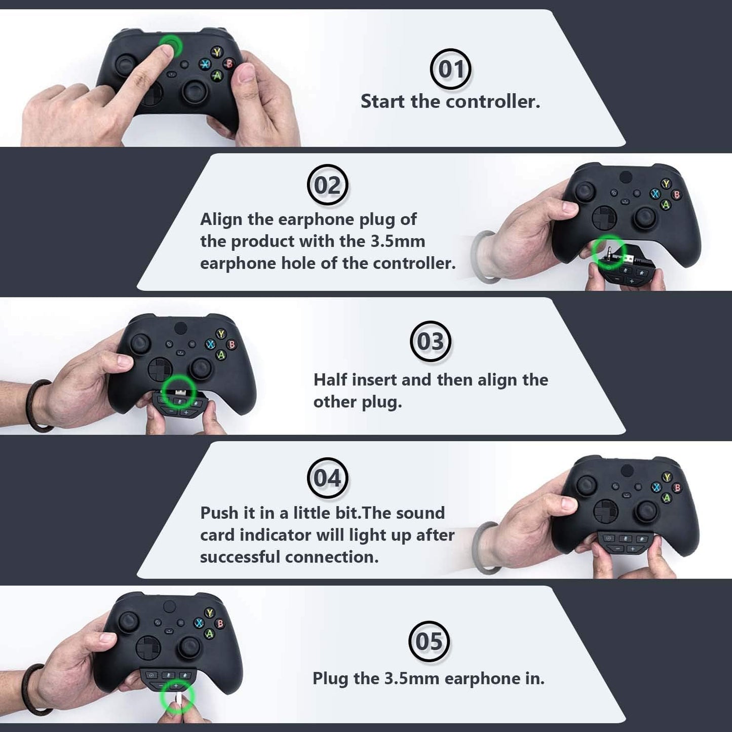 Mcbazel Headset Adapter for Xbox Series X/S Stereo Headset Audio Adapter with Volume Adjustment for Xbox One with 3.5mm Jack Controllers/Xbox Series X & Series S,Xbox ONE/ONE S Controllers - Black