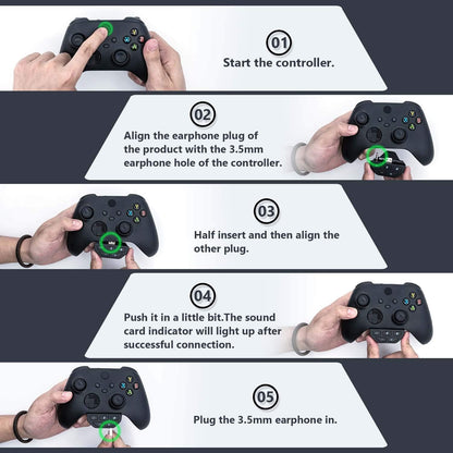 Mcbazel Headset Adapter for Xbox Series X/S Stereo Headset Audio Adapter with Volume Adjustment for Xbox One with 3.5mm Jack Controllers/Xbox Series X & Series S,Xbox ONE/ONE S Controllers - Black