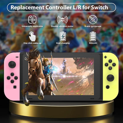Wireless Controller Compatible with Nintendo Switch, Left & Right Game Controllers with Dual Vibration, Motion Control & Wake-Up Function