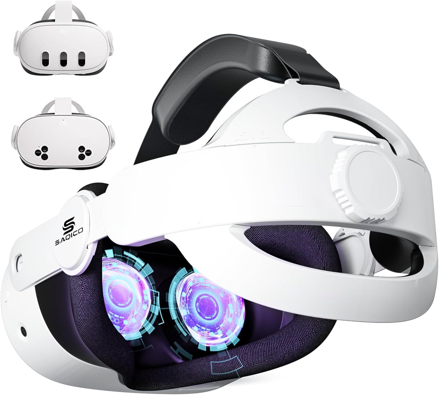 Saqico Head Strap For Meta Quest 3,Pressure-Free Elite Strap for Oculus Quest 3 Accessories Replacement, Adjustable Headband Soft Cushion VR Headset Enhanced Comfort &Balanced Fit for Longer immersion