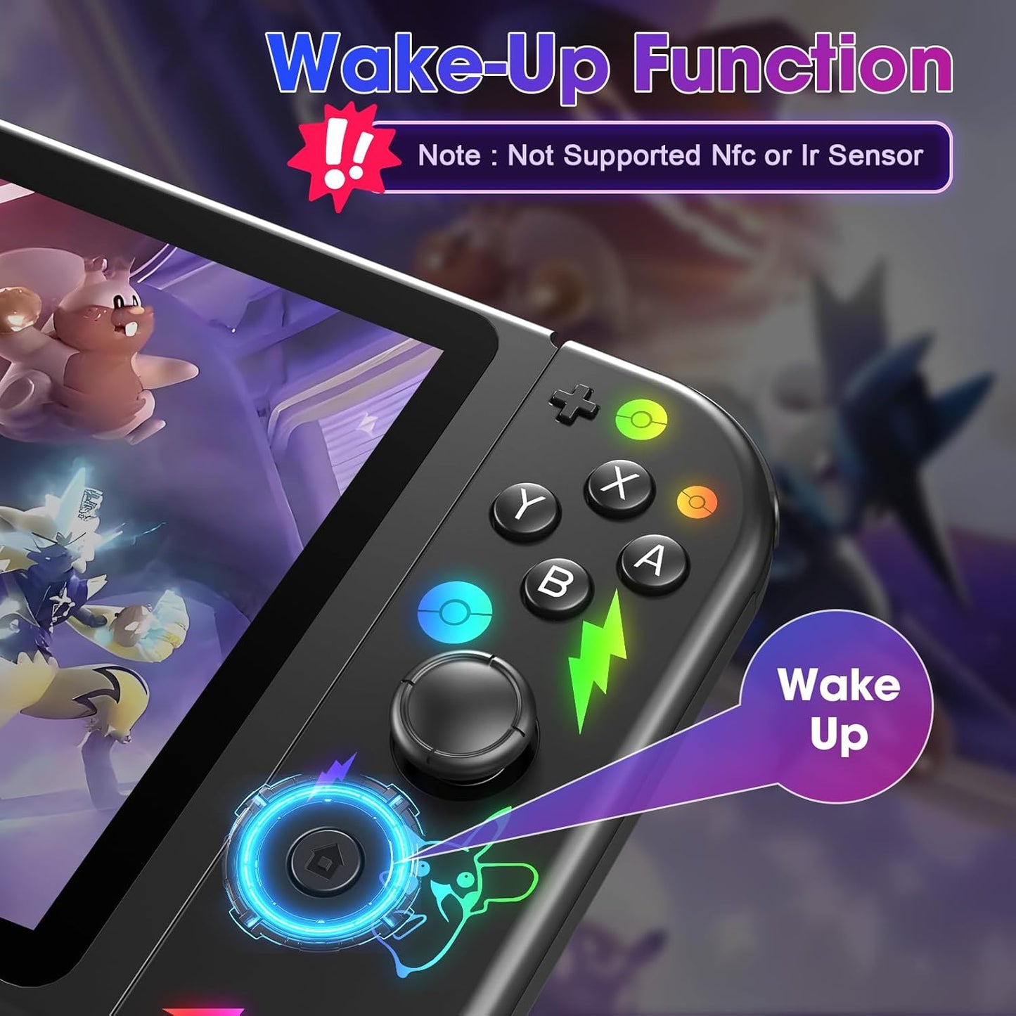 FFSTARYM Compatible with Nintendo Switch Controller, Switch Controllers for Switch/Lite/OLED, with/Dual Vibration/Motion/Wake-up/Screenshot, Black Gradient Glow