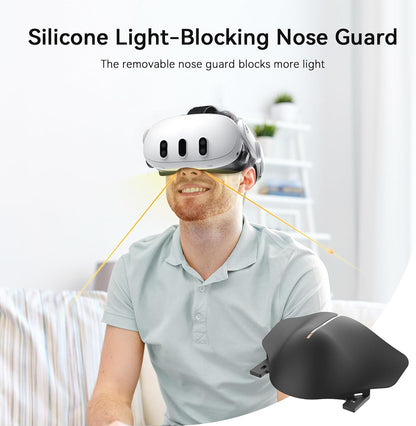 AMVR Upgraded Facial Interface Compatible with Meta/Oculus Q3 Accessories, with 2 Face Cover Pad Replacement, PU Face Cushion and Breathable Ice Silk Cotton, Knob Adjustable