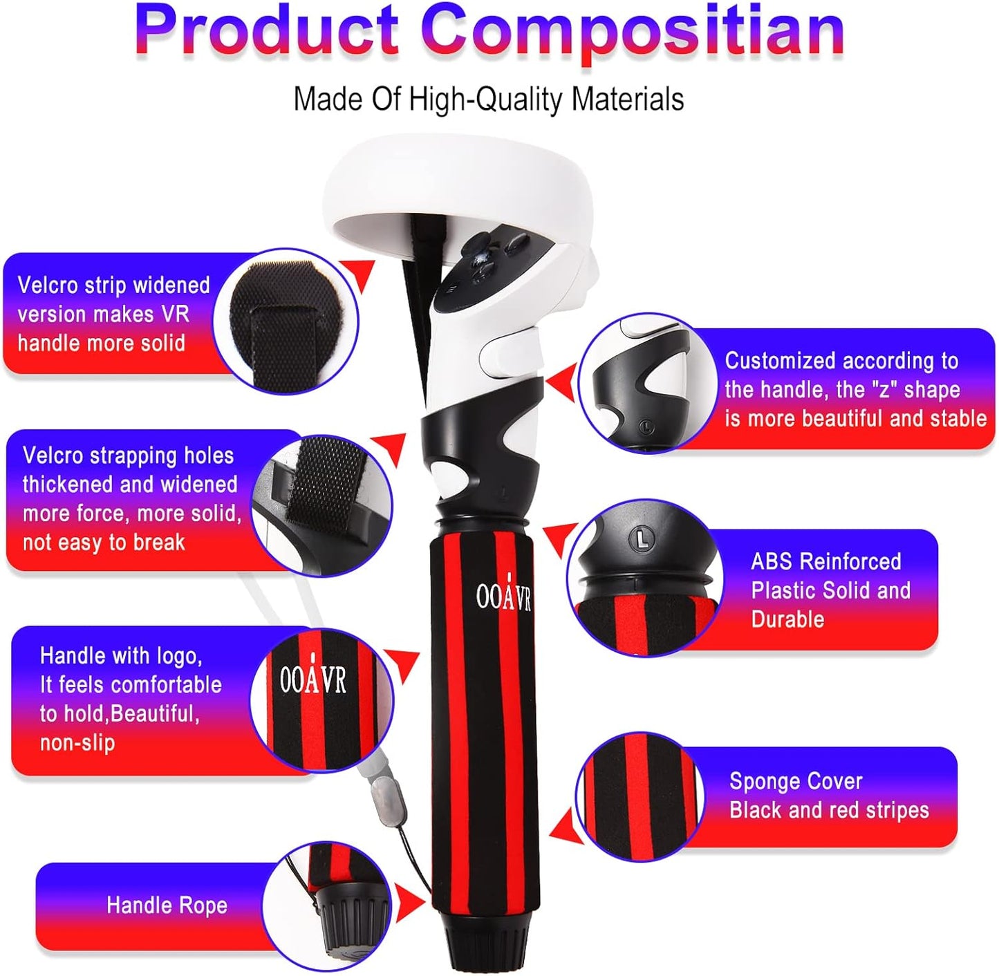 For Oculus Quest 2 Accessories VR Games Handles Extension Grips,2 in 1 Upgraded Multipurpose VR Game Beat Saber Handles for Playing Beat Saber Game