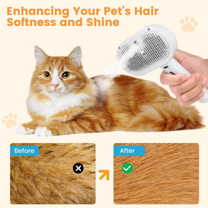 Viral Steam Brush for Dogs & Cats – Steamy Pet Grooming Tool - Blue Light Spray– Spray Comb for Shedding & Hair Removal – Perfect for Haired Pets – Deshedding Brush with Mist for Bath, Spa & Massage