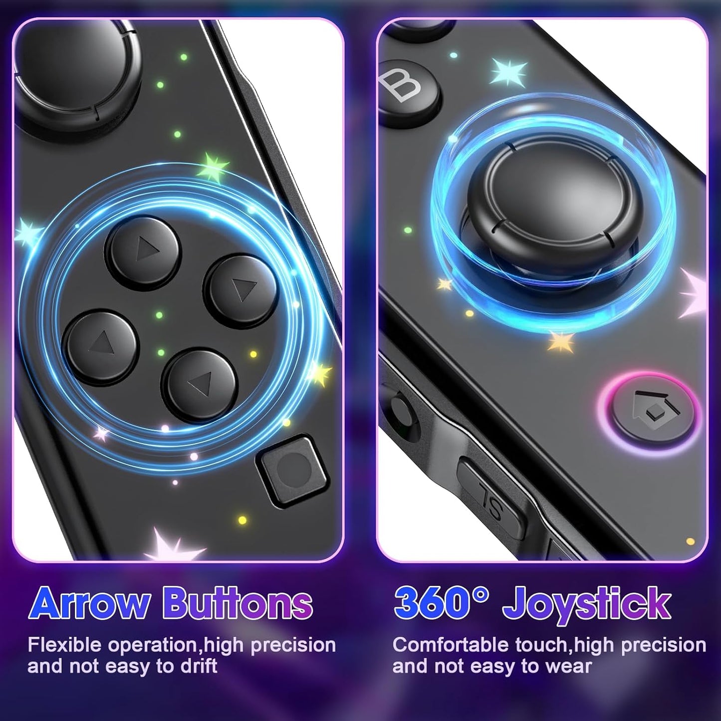 Wireless Left & Right Controllers Compatible with Nintendo Switch, Motion Control, Dual Vibration & Wake-Up Function (Gold)
