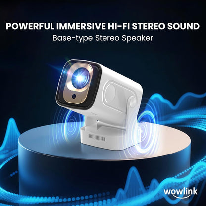 Projector [Auto Focus & 1080P Native & Bulit-in Apps] 4K Support Auto Correction Air Remote WiFi 6 Bluetooth 5.4 Portable Projector Compatible with HDMI/TV Stick/Memory Stick/Laptop, White