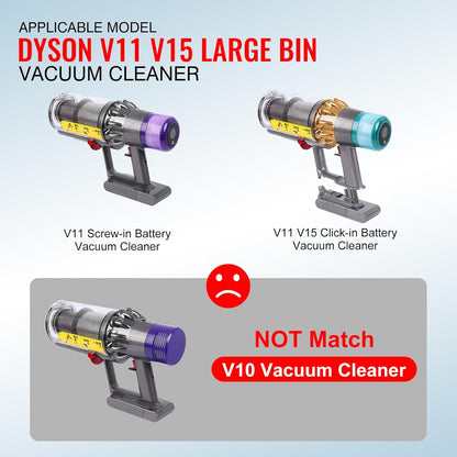 Upgraded Canister Compatible with Dyson V11 V15 SV14 SV15 SV22 Vacuum Cleaner Dust Bin, for Bin Part no. 970050-01 and Part no. 965443-01 with HEPA Filter