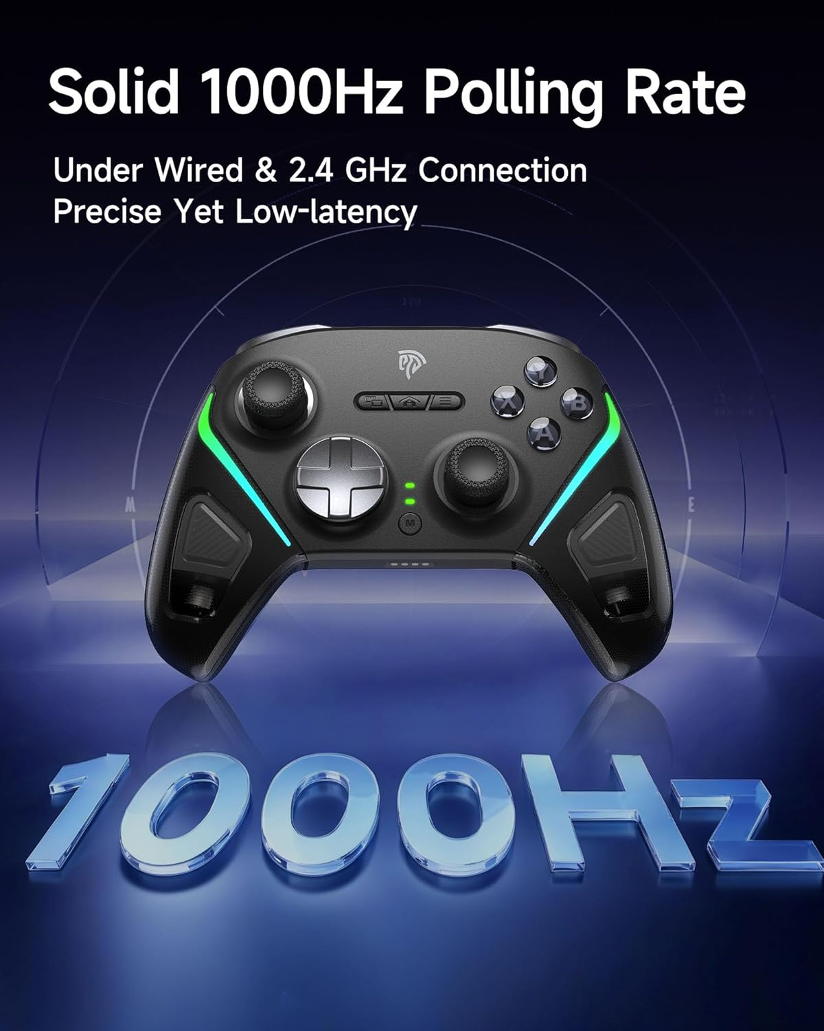 EasySMX D10 Wireless Gaming Controller – Bluetooth Gamepad with TMR Joysticks, Dual-Mode Triggers, Mechanical Buttons, 1000Hz Polling, RGB Lights – for PC, Switch, Android, iOS – with Charging Dock