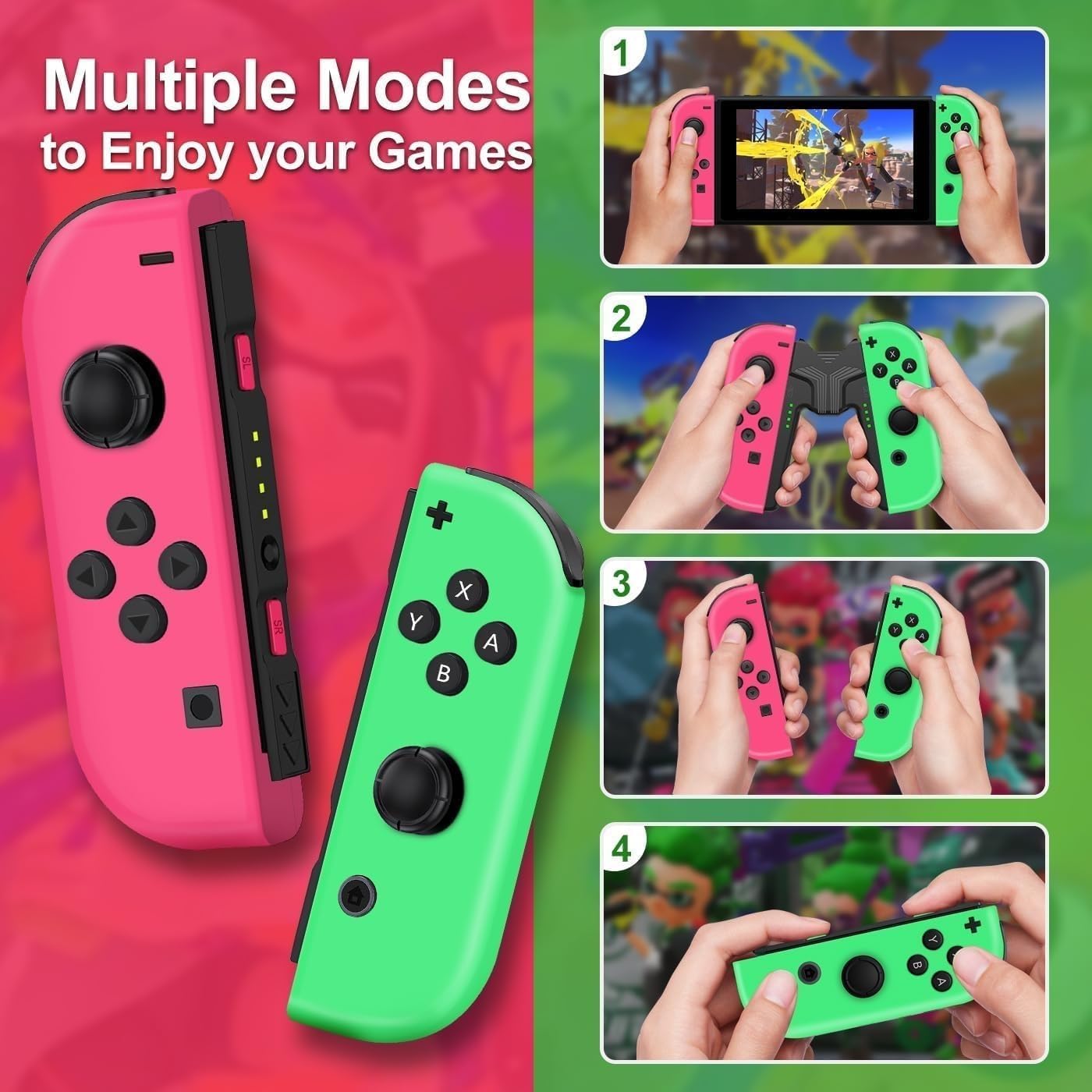 Wireless Controller Compatible with Nintendo Switch, Left & Right Game Controllers with Dual Vibration, Motion Control & Wake-Up Function