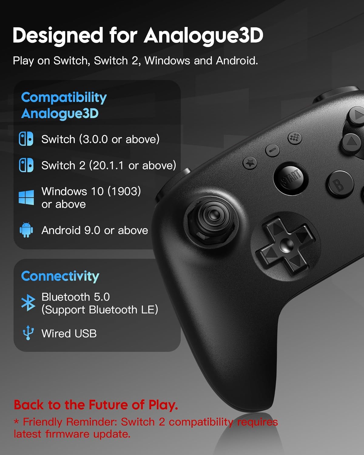 8BitDo 64 Bluetooth Gaming Controller Compatible with Switch Console, Windows & Android – Hall Effect Joystick, Turbo Function, Vibration – Black