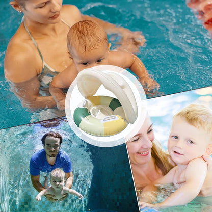 Baby Pool Float - Swimming Pool Stand with Sun Protection, Inflatable Ring with Sun Protection, Foldable, Floating Safety Seat for Children